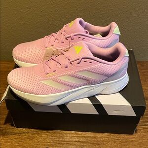 Adidas Pink Duramo Sneakers with White and Green Accents